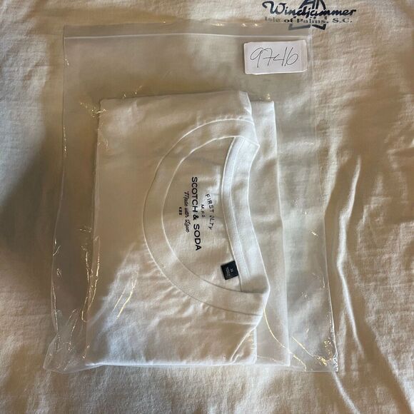 Scotch Soda Shirt Mens Medium White Short Sleeve Basic Logo Regular Fit - Picture 9 of 9